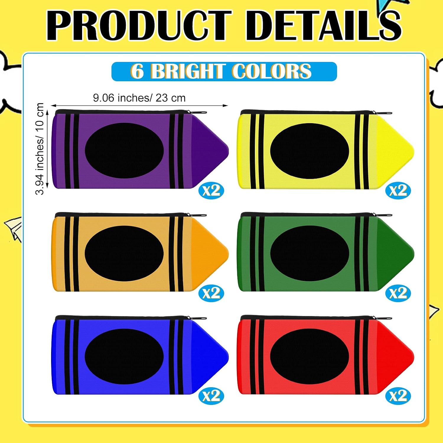 12-Piece Crayon Shaped Storage Pouches
