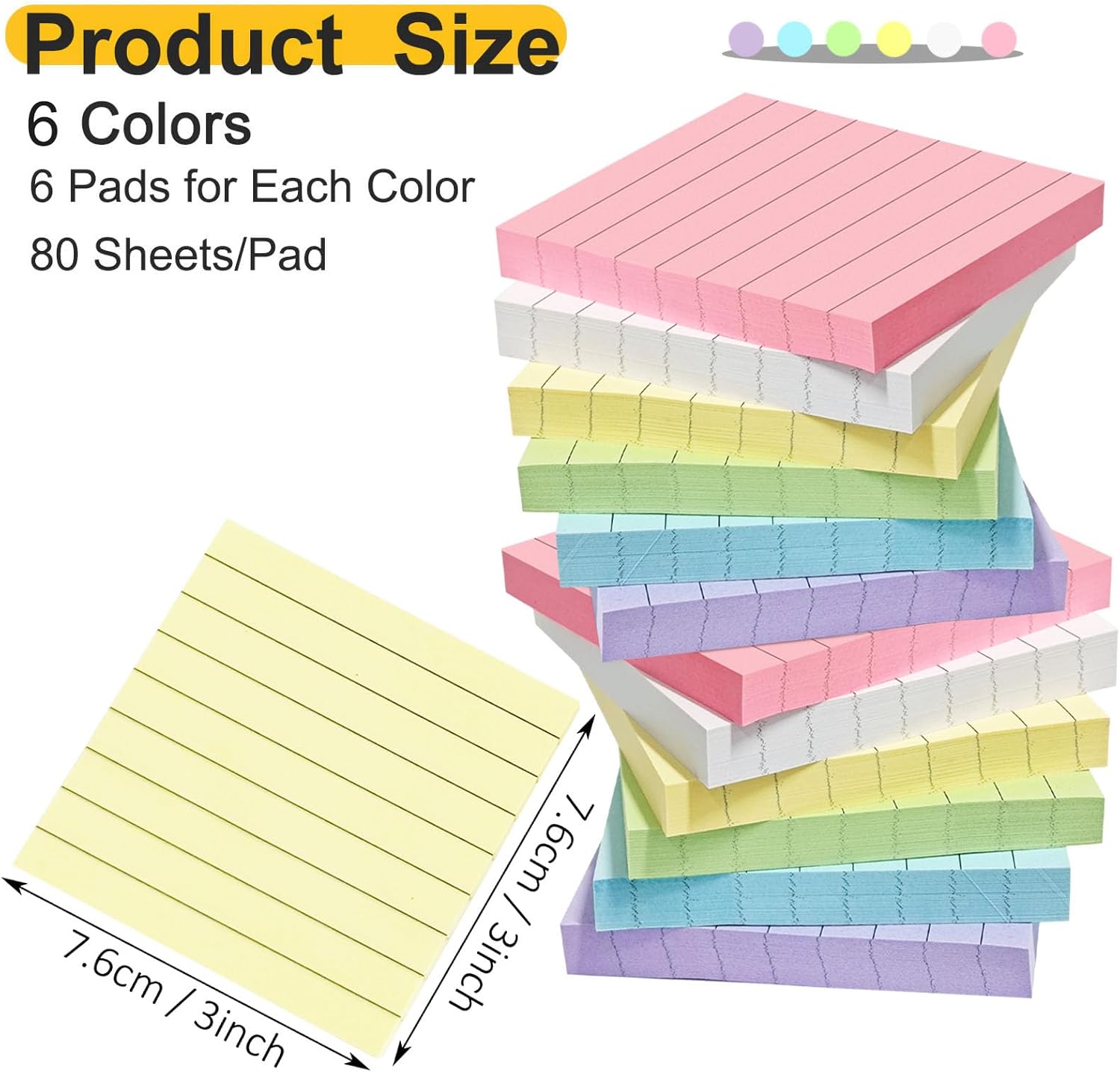 48-Pad Ruled Sticky Notes Set