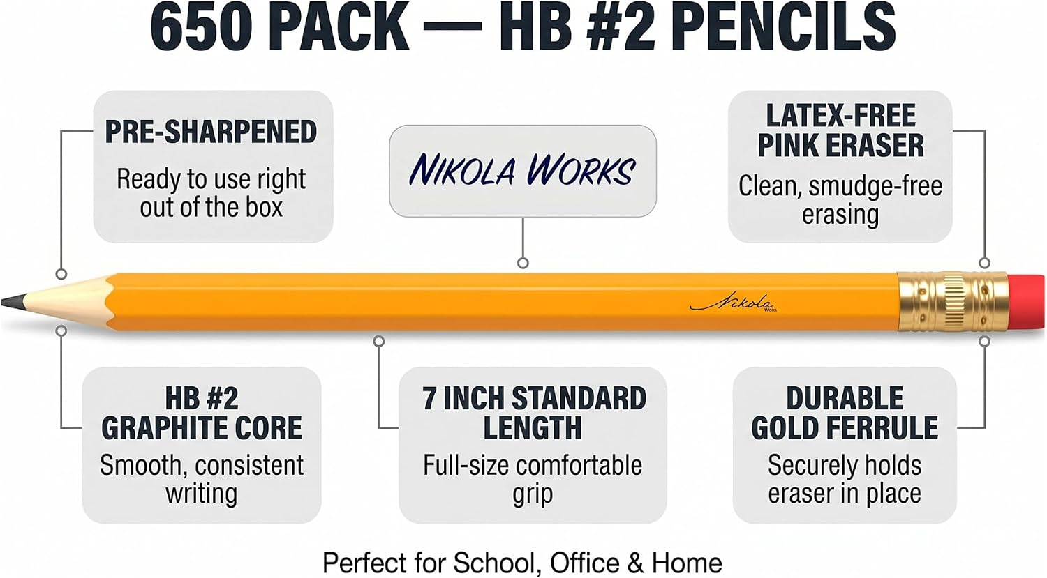 650-Piece HB Woodcase Pencils