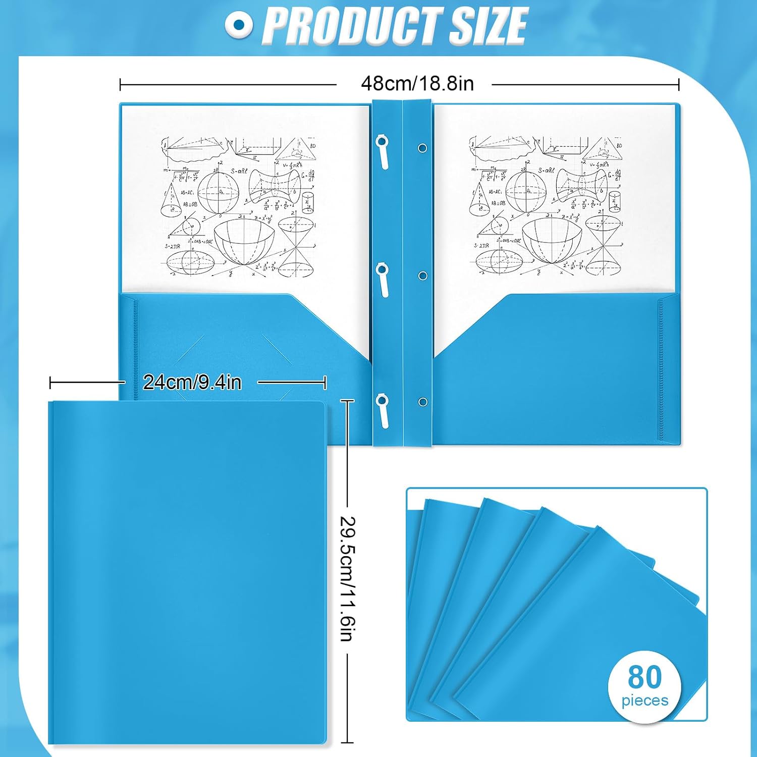 80-Piece Blue Two-Pocket Folders
