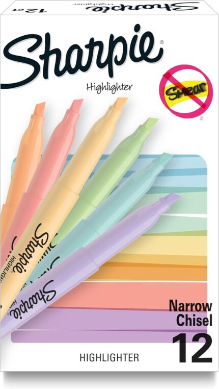 12-Count Narrow Chisel Pastel Highlighters