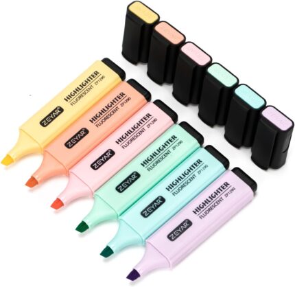 Six-Count Fluorescent Chisel Tip Highlighters
