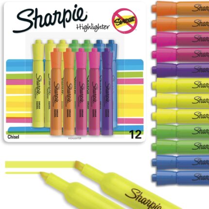 Twelve-Count Assorted Chisel Highlighters