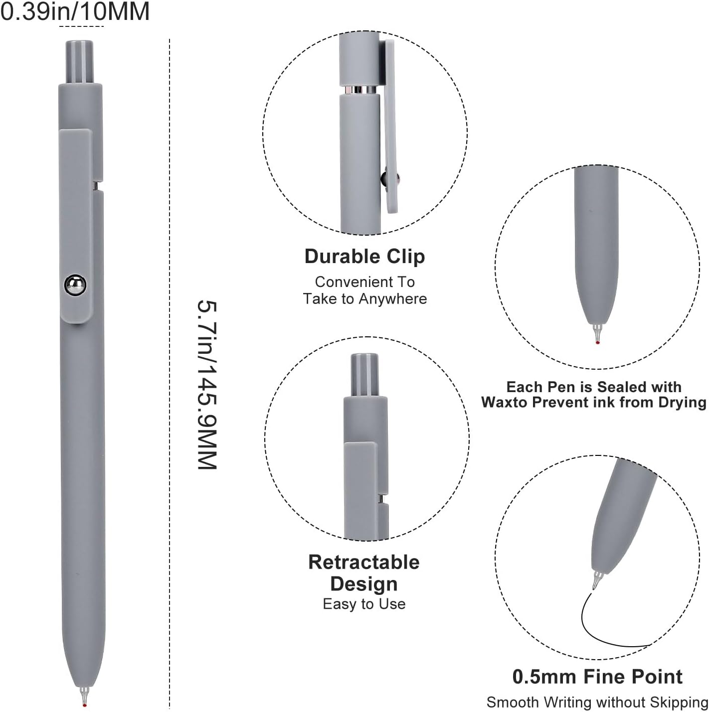 Six-Piece 0.5mm Black Gel Pens