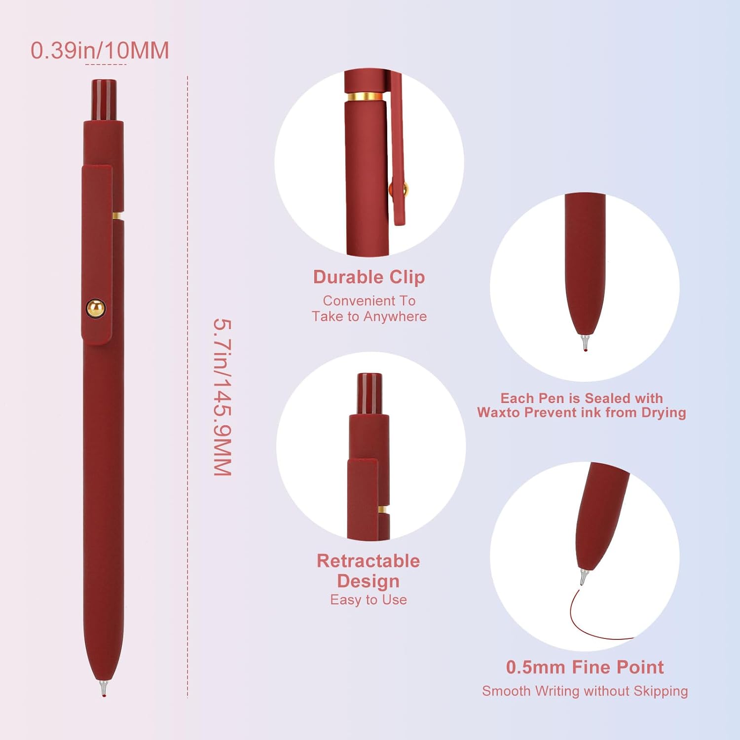 Six-Piece Assorted Gel Ink Pens