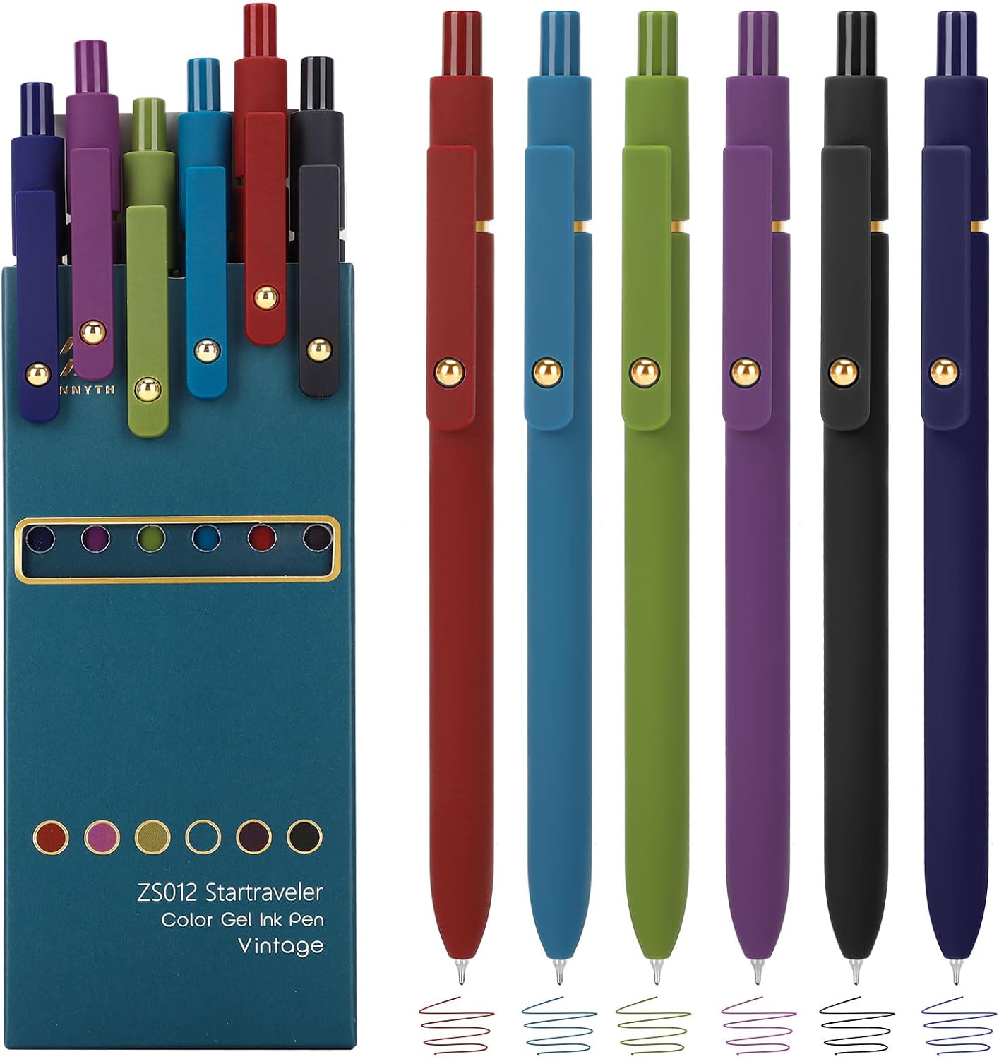 Six-Piece Assorted Gel Ink Pens