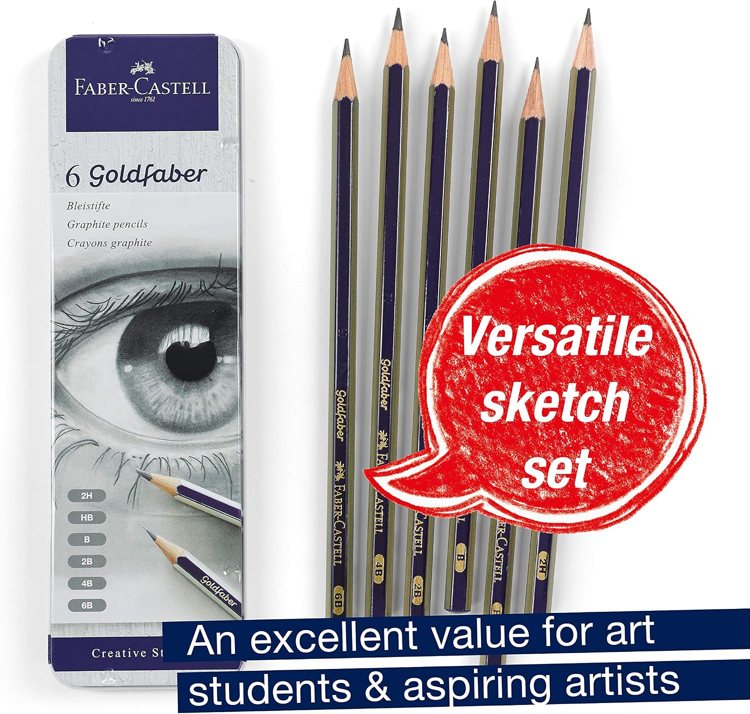Six-Piece Graphite Sketching Pencil Set