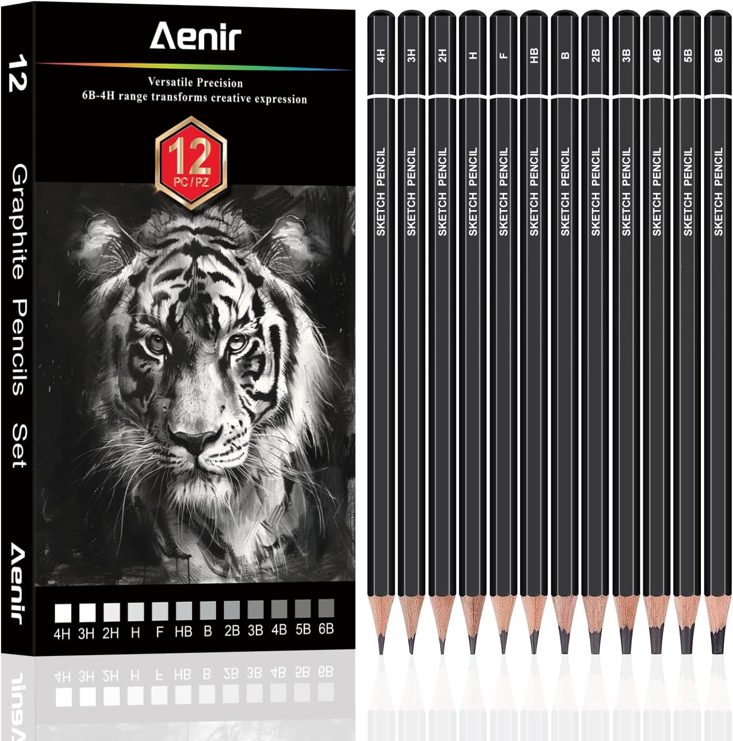 Twelve-Piece Graphite Sketch Pencil Set